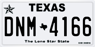 TX license plate DNM4166