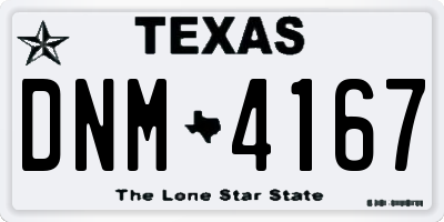TX license plate DNM4167