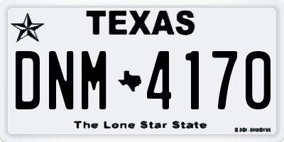 TX license plate DNM4170