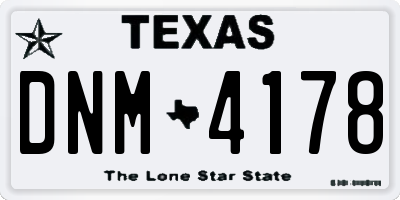 TX license plate DNM4178