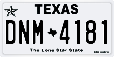TX license plate DNM4181