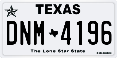 TX license plate DNM4196