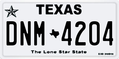 TX license plate DNM4204