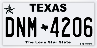 TX license plate DNM4206