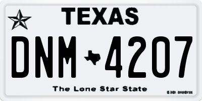 TX license plate DNM4207