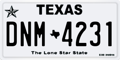 TX license plate DNM4231