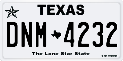 TX license plate DNM4232