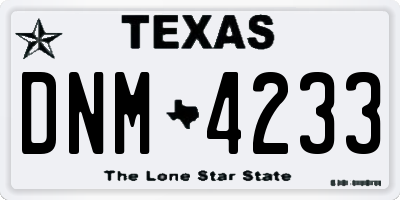 TX license plate DNM4233