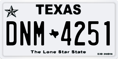 TX license plate DNM4251
