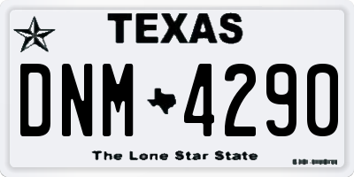 TX license plate DNM4290