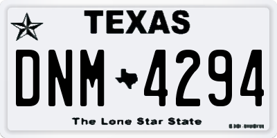 TX license plate DNM4294