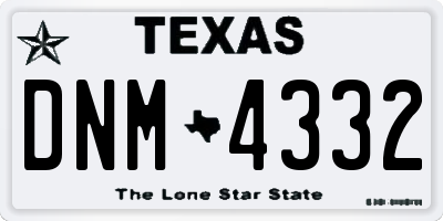 TX license plate DNM4332
