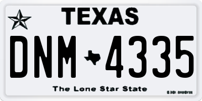 TX license plate DNM4335