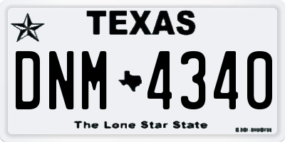 TX license plate DNM4340