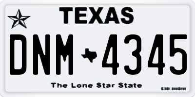 TX license plate DNM4345