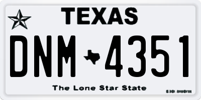 TX license plate DNM4351