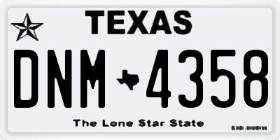 TX license plate DNM4358