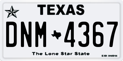 TX license plate DNM4367