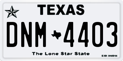 TX license plate DNM4403