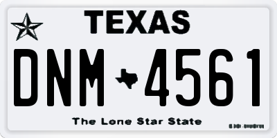 TX license plate DNM4561