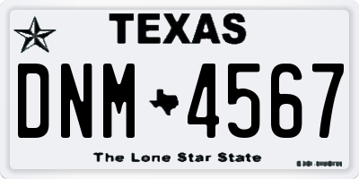 TX license plate DNM4567