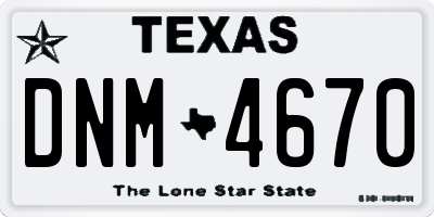 TX license plate DNM4670