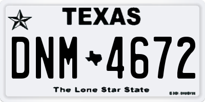 TX license plate DNM4672