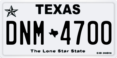 TX license plate DNM4700