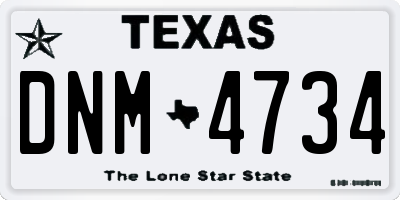 TX license plate DNM4734