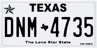 TX license plate DNM4735