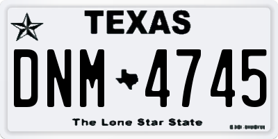 TX license plate DNM4745