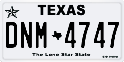 TX license plate DNM4747