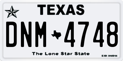 TX license plate DNM4748