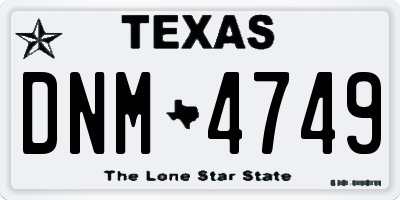 TX license plate DNM4749