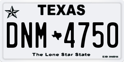 TX license plate DNM4750