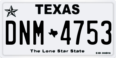 TX license plate DNM4753