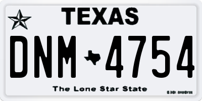 TX license plate DNM4754