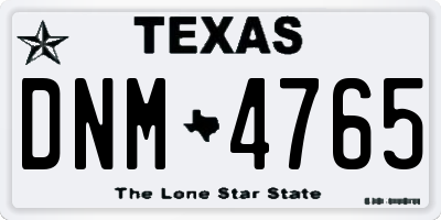 TX license plate DNM4765