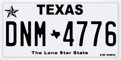 TX license plate DNM4776