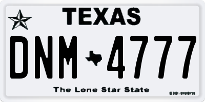 TX license plate DNM4777