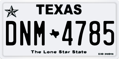 TX license plate DNM4785