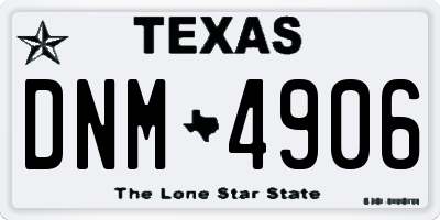 TX license plate DNM4906