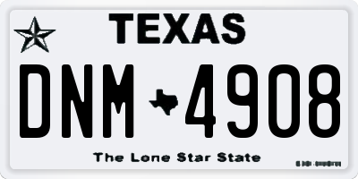 TX license plate DNM4908