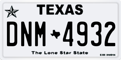 TX license plate DNM4932