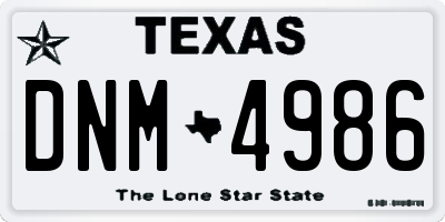 TX license plate DNM4986