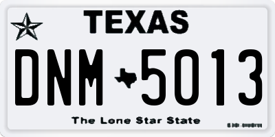 TX license plate DNM5013