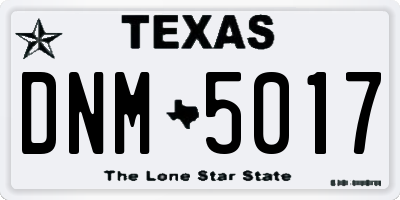 TX license plate DNM5017