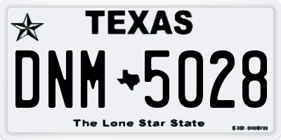 TX license plate DNM5028