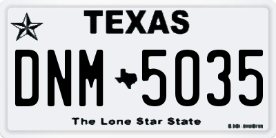 TX license plate DNM5035
