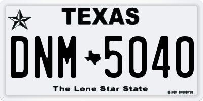 TX license plate DNM5040